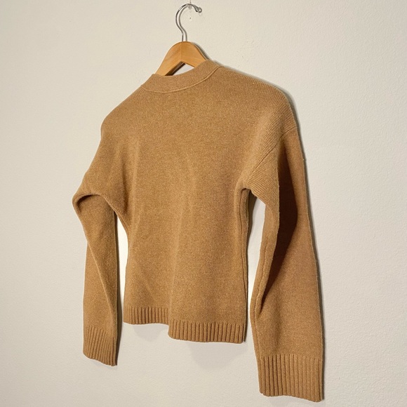 NWT Madewell V-Neck Slim Cardigan Sweater in Heather Caramel - Picture 6 of 8